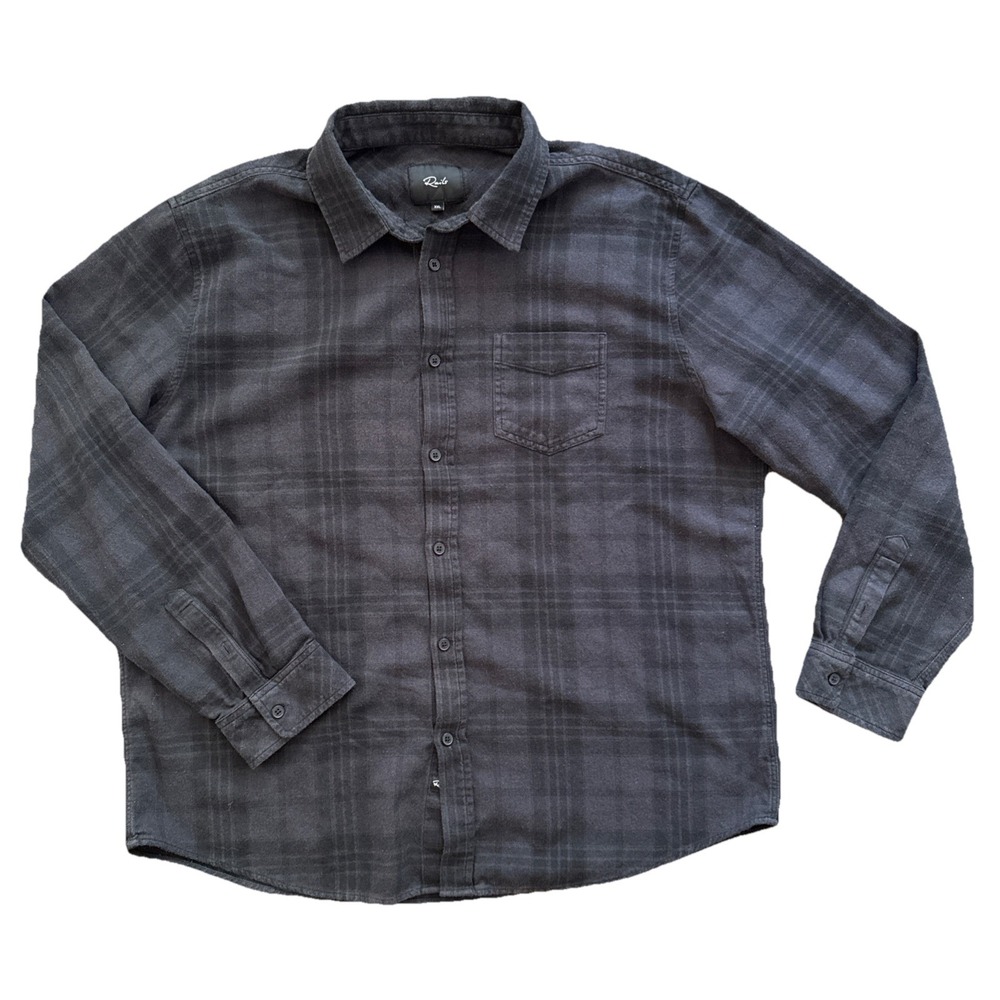 Rails Flannel Button Up Shirt Men 2XL Plaid Lennox Charcoal Black Long Sleeve